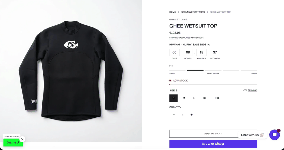 Graveylane boardshorts product page before the redesign